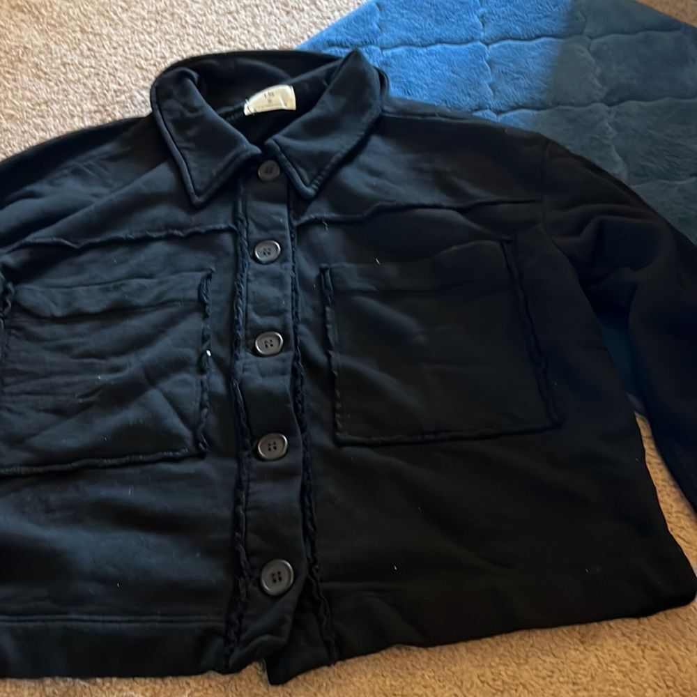 NWOT Anthropologie t.la black sweatshirt cardigan small - Picture 3 of 8